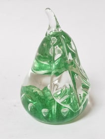1973 Wheatonware Green Glass Pear Paperweight