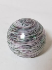 Vintage Balos Mouthblown Iridescent Swirl Glass Paperweight