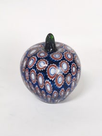 Vintage Murano Italy Milleflori Apple Glass Paperweight