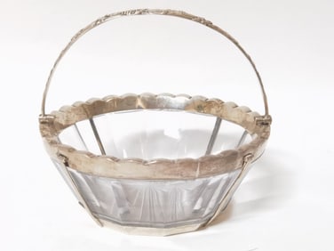 19th C. Silver Lined Crystal Dish