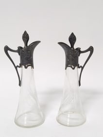 (2) Antique WMF Silver Plated Art Nouveau Decanter