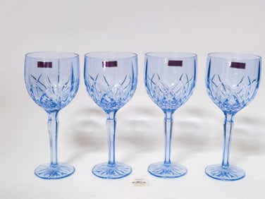 (4) Marquis by Waterford Crystal Blue Wine Glasses