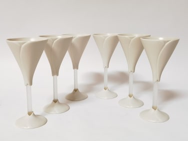 (6) Newman Ceramic Works Porcelain Wine Glasses