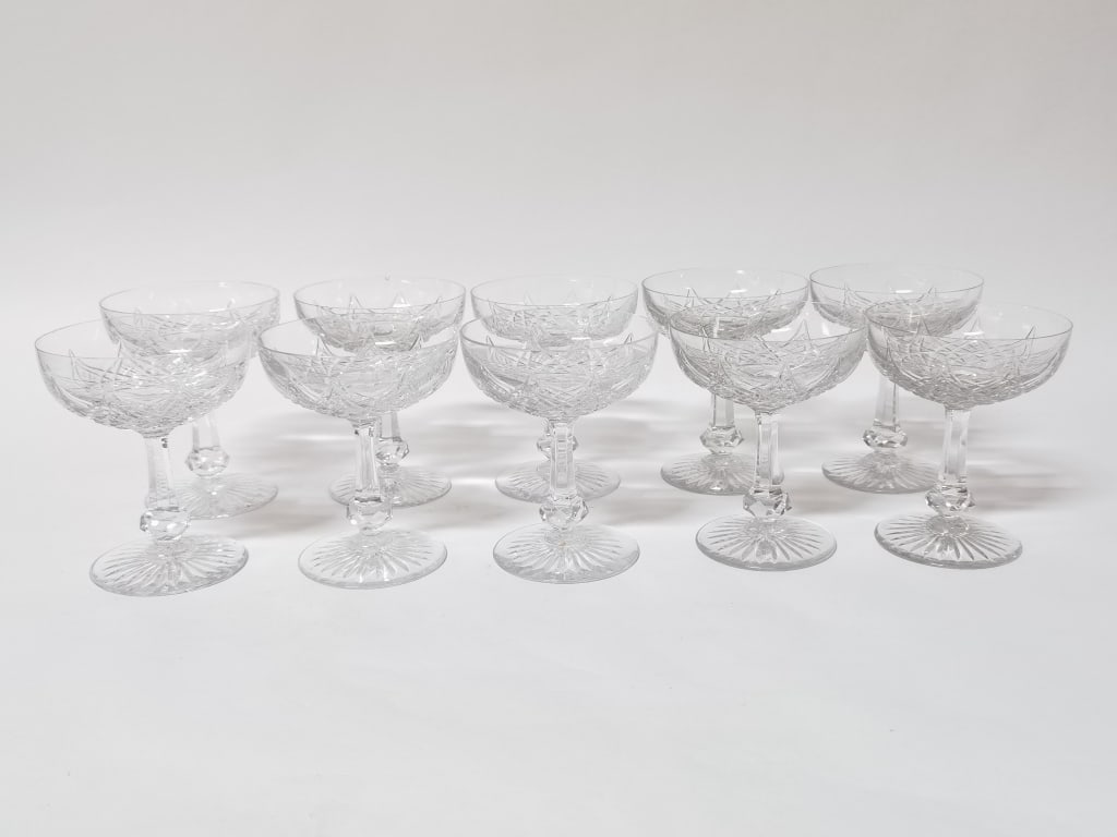 (10) Baccarat France Crystal "Colbert" Champagne Glasses: (10) Baccarat France Crystal "Colbert" Champagne Glasses, 5in