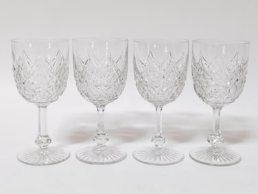 (4) Baccarat France Crystal "Colbert" Wine Glasses