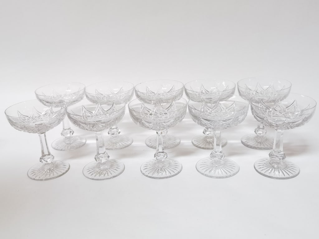 (10) Baccarat France Crystal "Colbert" Champagne Glasses: (10) Baccarat France Crystal "Colbert" Champagne Glasses, 5in