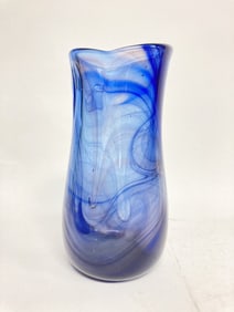 Limited Ed. Cobalt Blue Swirl Glass Vase, Traub 5/79