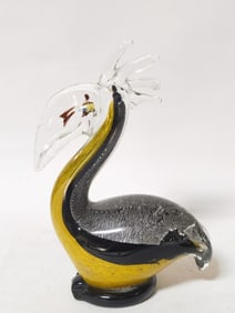 Vintage Murano Italy Black and Yellow Glass Pelican