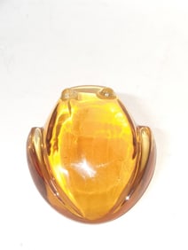 Vintage Val St. Lambert Amber Crystal Frog