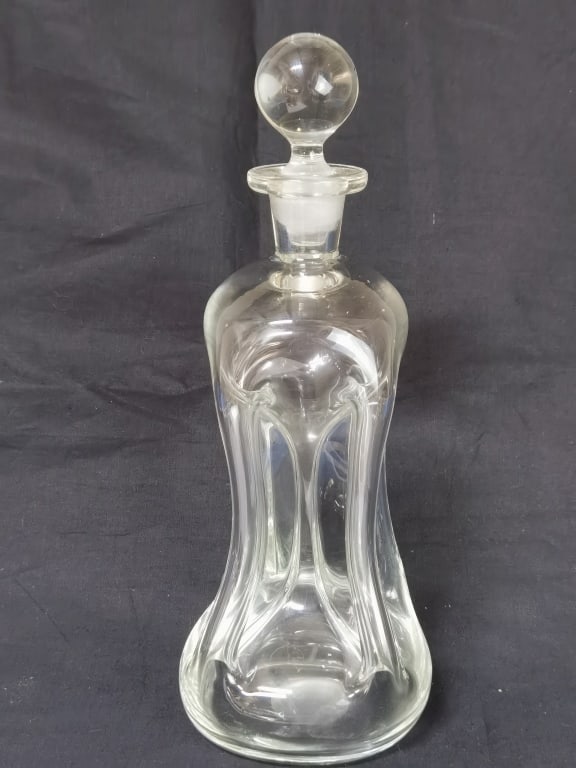 Vintage Danish Holmegaard Clear Glass Decanter: Vintage Danish Holmegaard Clear Glass Decanter, 12.75in