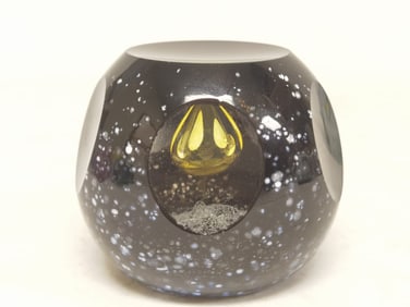 Caithness Scotland "Golden Haven" Glass Paperweight