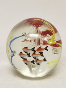 Murano Style Aquarium Glass Paperweight