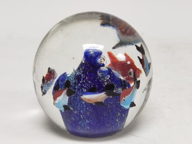 Murano Style Aquarium Glass Paperweight