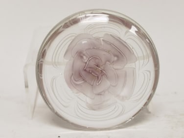 SDS Seapoot Group "Pink Flower" Glass Paperweight