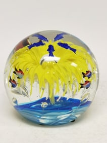 Murano Art Glass Aquarium Glass Paperweight
