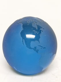 Correia Frosted Blue Globe Glass Paperweight