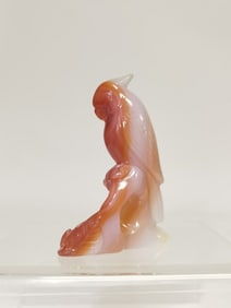 Natural Red/White Agate Carved Parrot