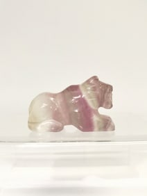 Natural Watermelon Tourmaline Carved Cat