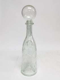 Vintage Bubble Blown Glass Decanter, Signed RIDT