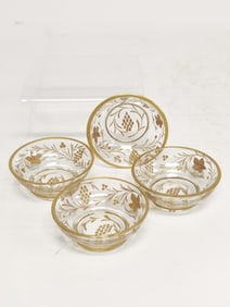 (4) Vintage Moser Intaglio Bohemian Gilt Glass Cus