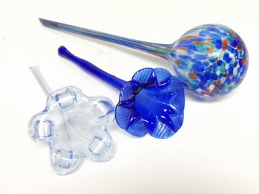 (3) Vintage Murano Italy Glass Flower Decors