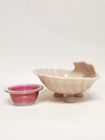 Vintage Pink Custurd Glass Bowl and Ruby Glass Bowl