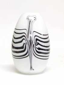 Signed White/Black Art Glass Vase