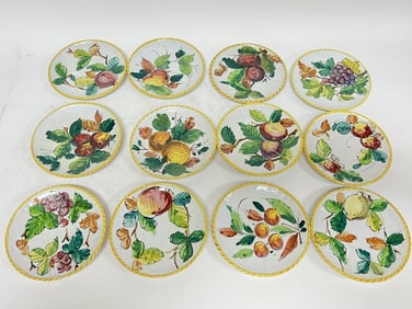 (12) Vintage Italian Porcelain Hand Painted Plates