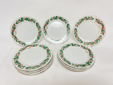 (12) Sango Noel 1990 Porcelain Christmas Garland Plates