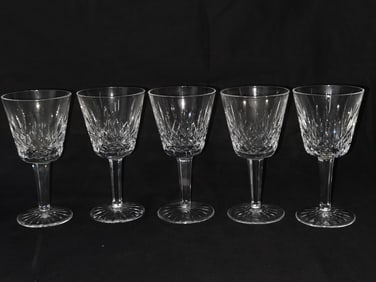(5) Waterford Crystal "Lismore" Wine Glasses