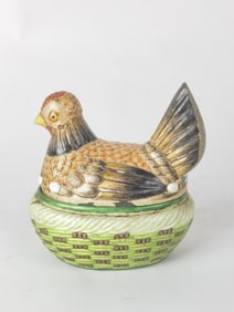 19th C. Chinese Enamel over Silver Chick Box, Mark