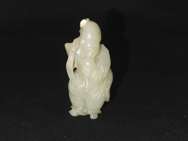 18th C. Chinese White Jade Carved Shoulao