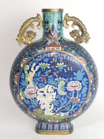 19-20th C. Chinese Cloisonne Moon Flask Vase