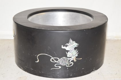 Large Japanese Mother-of-Pearl Inlay Lacquer Brazier
