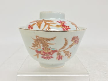 19th C. Chinese Porcelain Enameled Covered Tea Cup