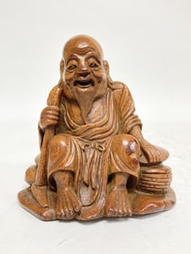 Qing Chinese Bamboo Carved Old Man