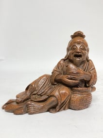 Qing Chinese Bamboo Carved Old Man