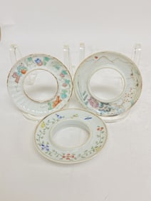 (3) 19-20th C. Chinese Porcelain Familled Rose Saucers