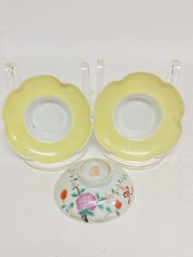 (3) 19-20th C. Chinese Porcelain Cover/Saucers