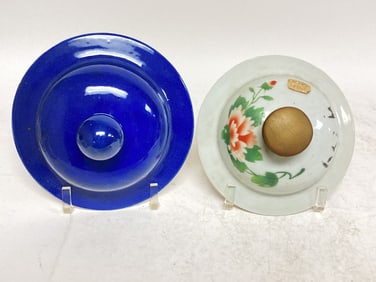 (2) 19-20th C. Chinese Porcelain Jar Covers