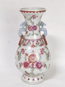 19th C. Chinese Porcelain Famille Rose Zun Vase