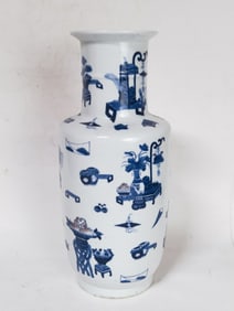 19th C. Chinese Porcelain B&W Underglaze Red Vase
