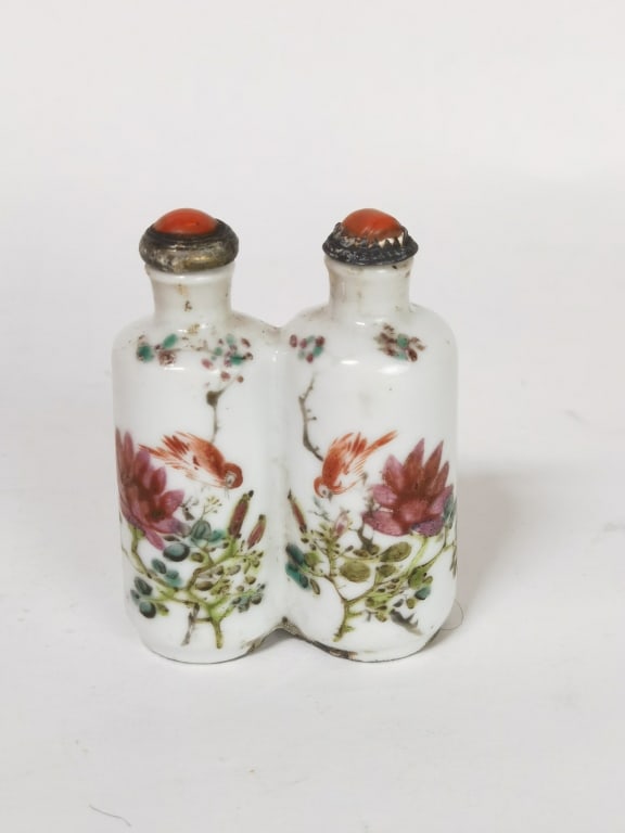 Qing Chinese Porcelain Famille Verte Double Snuff Bottle (1 of 3)