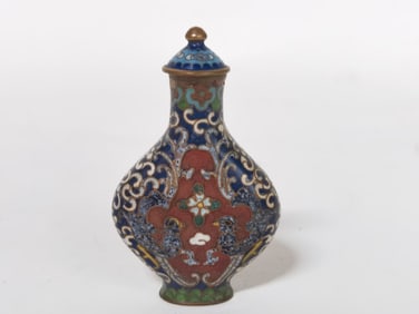Qing Chinese Cloisonne Snuff Bottle, Qianlong Mark