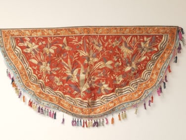 Qing Chinese Gold Thread Floral Embroidery