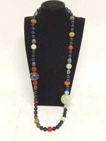 Chinese Cloisonne/Jade/Lapis Lazuli/Turquoise Necklace