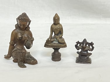(3) 17-19th C. Indian/Nepalese Bronze Buddha
