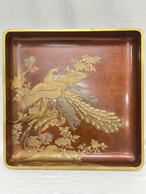 Large 19th C. Japanese Mother-of-Pearl Inlay Maki-e Tray