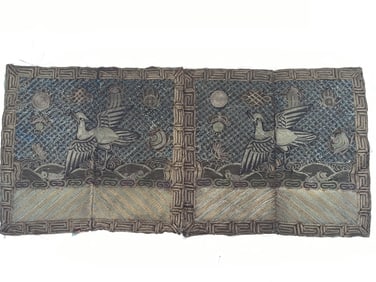 Pr. of Qing Chinese Gold Thread Embroidered Rank Badge