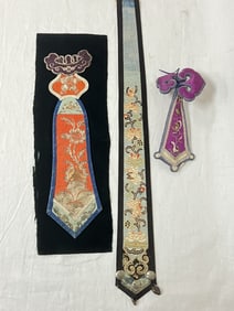 (3) Qing Chinese Gold Thread Embroideries